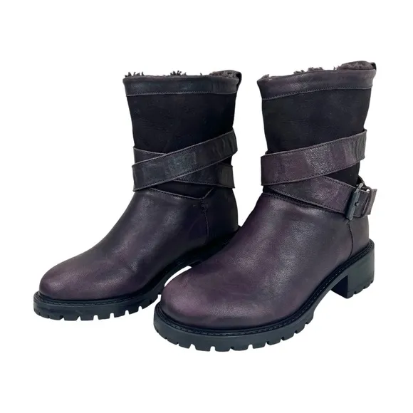 Ross &amp; Snow Women US 5 Emilina Shearling Boots Frosted Winter Plum Made in Italy
