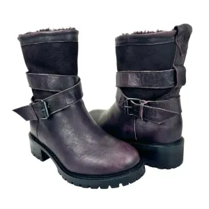 Ross &amp; Snow Women US 5 Emilina Shearling Boots Frosted Winter Plum Made in Italy