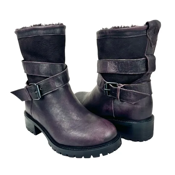 Ross &amp; Snow Women US 5 Emilina Shearling Boots Frosted Winter Plum Made in Italy