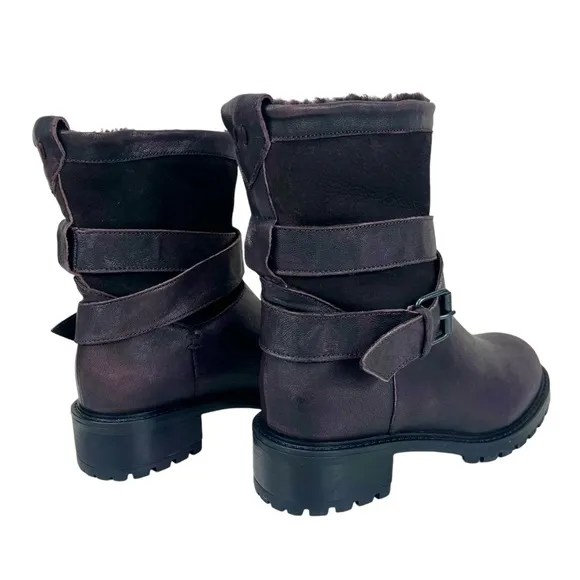 Ross &amp; Snow Women US 5 Emilina Shearling Boots Frosted Winter Plum Made in Italy