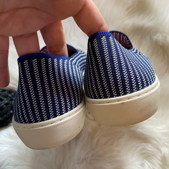 Rothy's Blue Riviera Pinstripe Slip on Shoes Retired style size 10