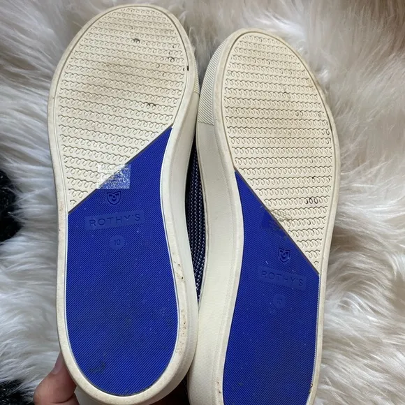 Rothy's Blue Riviera Pinstripe Slip on Shoes Retired style size 10