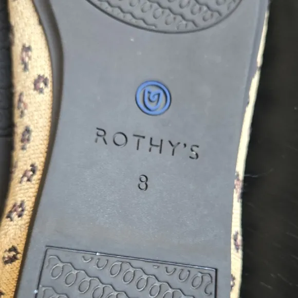 Rothy's Brown Leopard Print Flats with Blue Trim