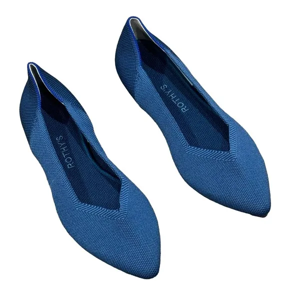 Rothy's Deep Ocean The Point Flat Comfy Pointed Toe Shoes Size 11 NWOB
