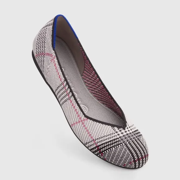 Rothy's gray glen plaid size 13 woman’s round flat …