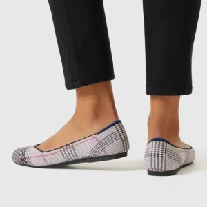 Rothy's gray glen plaid size 13 woman’s round flat …