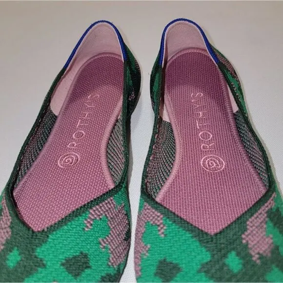 Rothy's Green Botanicamo Camo Point Toe Ballet Flat Shoes Sz 9 • Rare &amp; Retired