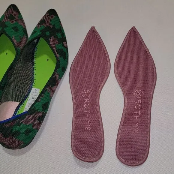 Rothy's Green Botanicamo Camo Point Toe Ballet Flat Shoes Sz 9 • Rare &amp; Retired