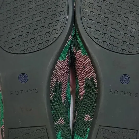 Rothy's Green Botanicamo Camo Point Toe Ballet Flat Shoes Sz 9 • Rare &amp; Retired