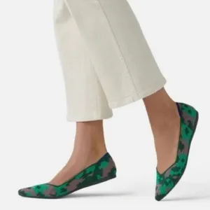 Rothy's Green Botanicamo Camo Point Toe Ballet Flat Shoes Sz 9 • Rare &amp; Retired