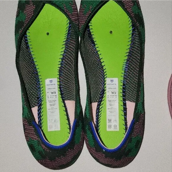 Rothy's Green Botanicamo Camo Point Toe Ballet Flat Shoes Sz 9 • Rare &amp; Retired