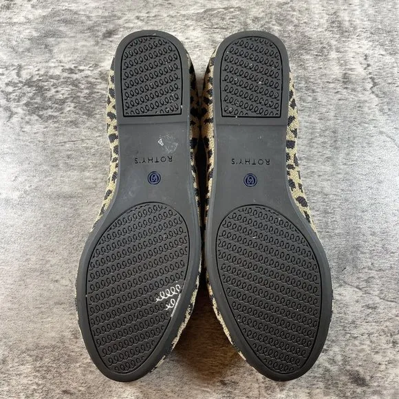 ROTHY’S Leopard Print Knit Ballet Flat Shoes Size 8.5 *NO INSOLES*