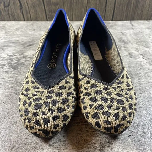 ROTHY’S Leopard Print Knit Ballet Flat Shoes Size 8.5 *NO INSOLES*