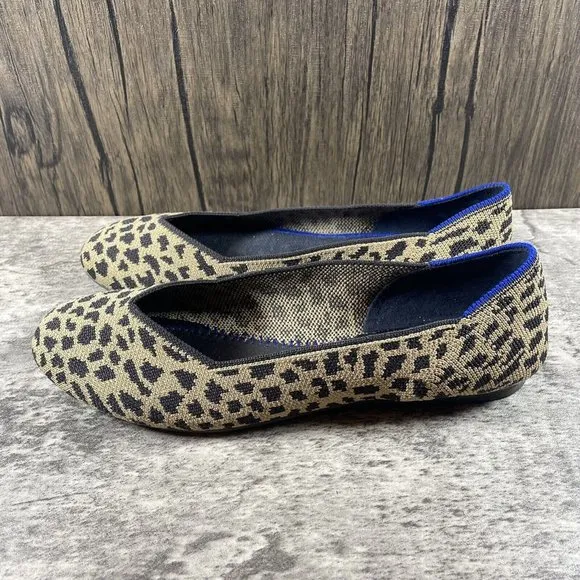 ROTHY’S Leopard Print Knit Ballet Flat Shoes Size 8.5 *NO INSOLES*