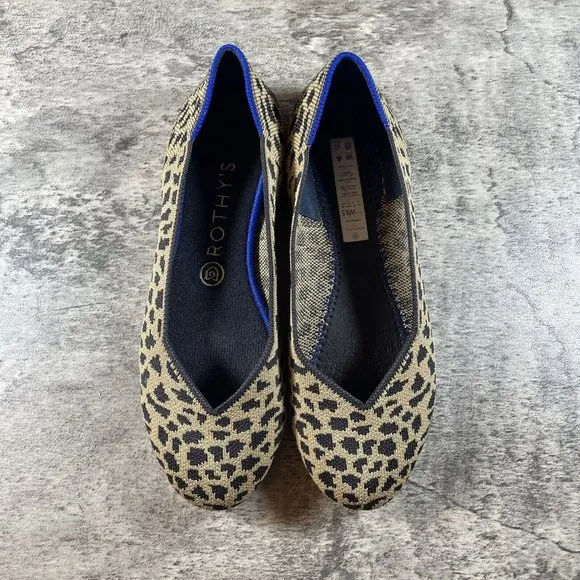 ROTHY’S Leopard Print Knit Ballet Flat Shoes Size 8.5 *NO INSOLES*