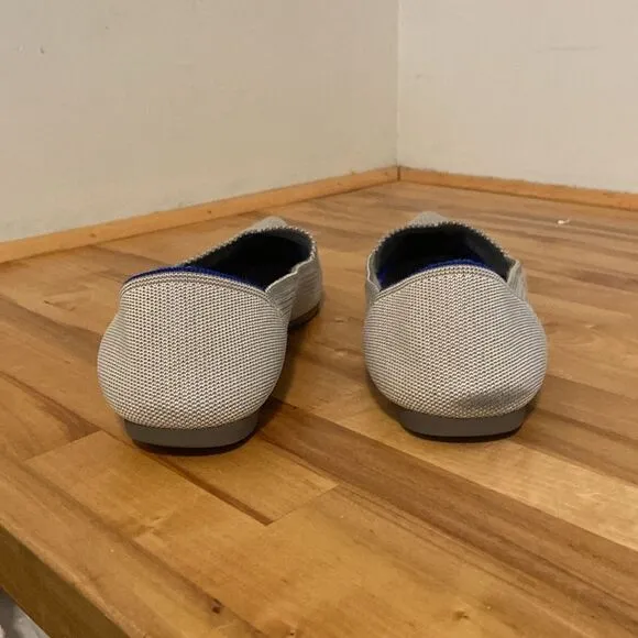 Rothy's Light Gray Point Toe Slip On Ballet Flat Loafer Shoes Size 10 1/2