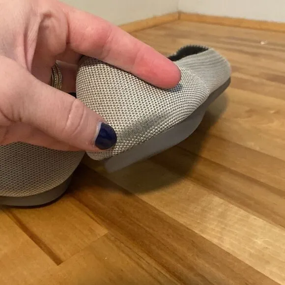 Rothy's Light Gray Point Toe Slip On Ballet Flat Loafer Shoes Size 10 1/2
