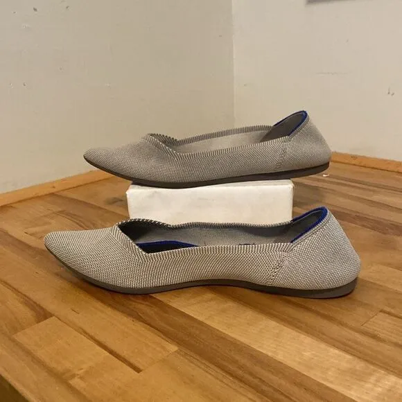 Rothy's Light Gray Point Toe Slip On Ballet Flat Loafer Shoes Size 10 1/2