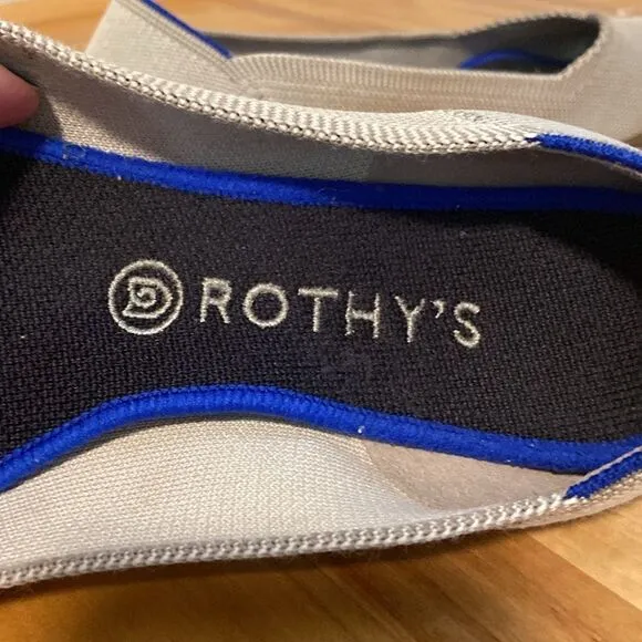 Rothy's Light Gray Point Toe Slip On Ballet Flat Loafer Shoes Size 10 1/2