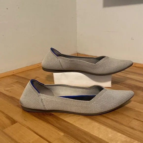 Rothy's Light Gray Point Toe Slip On Ballet Flat Loafer Shoes Size 10 1/2