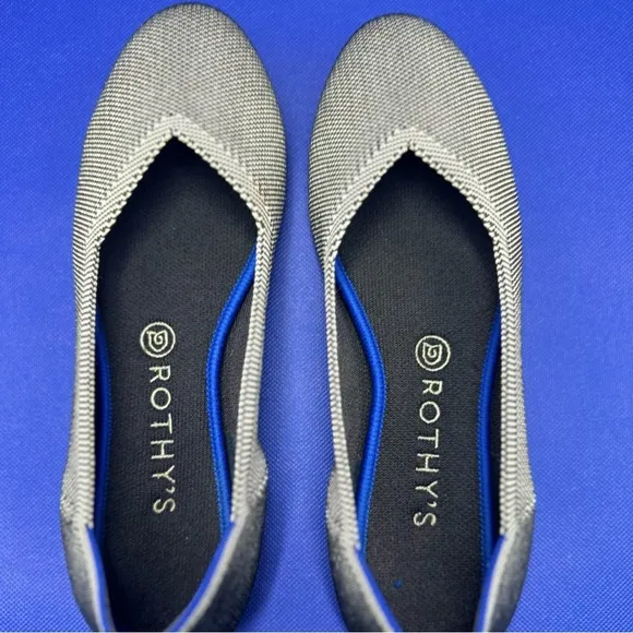 Rothy's Retired The Flat in Black/White Birdseye Print Size 9
