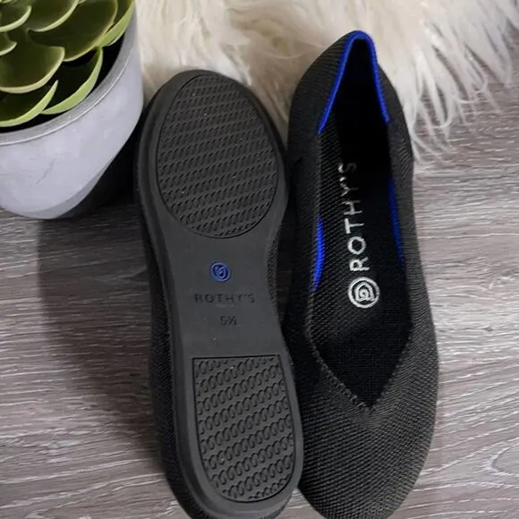 Rothys round toe size 5.5 black womans flat shoes