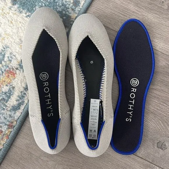 Rothy’s round toe size 7.5 light gray woman’s flat shoes