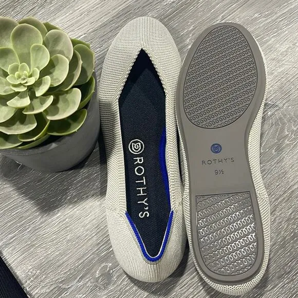 Rothy’s round toe size 9.5 light gray woman’s flat shoes