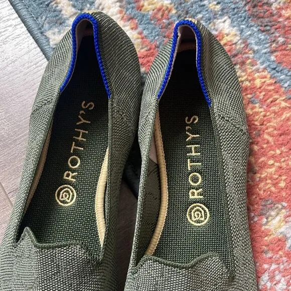 Rothys safari green size 10.5 woman flat loafer shoes