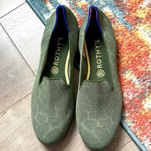 Rothys safari green size 10.5 woman flat loafer shoes