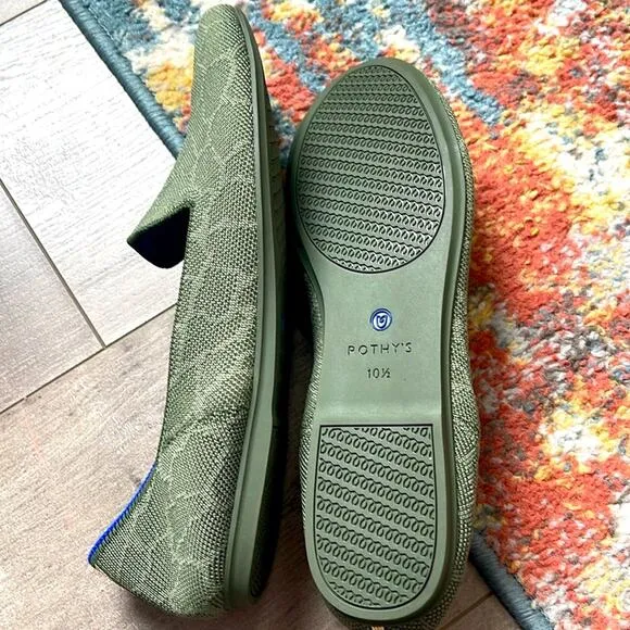 Rothys safari green size 10.5 woman flat loafer shoes