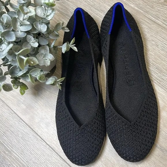 Rothys size 8.5 honeycomb black round toe flat woman’s shoes