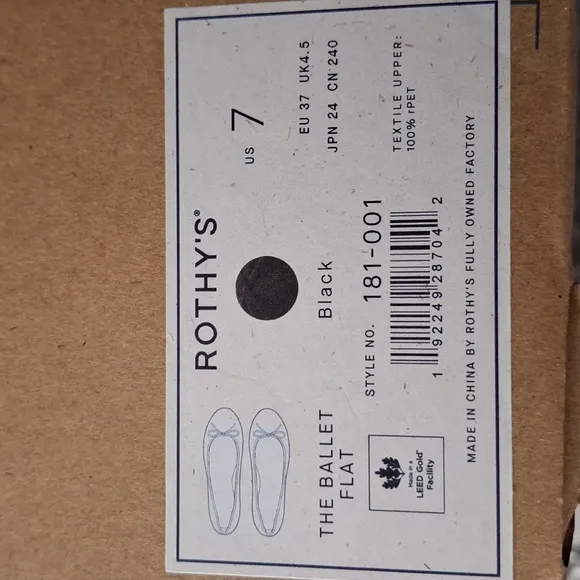 Rothy's The Ballet Flat Color: Black Size: 7