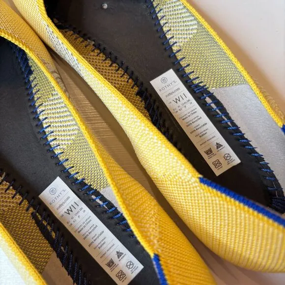 Rothy's The Flat Dandelion Triple Stitch Women's Yellow Flats Shoes US size 11