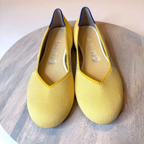 Rothy's The Flat Dandelion Triple Stitch Women's Yellow Flats Shoes US size 11