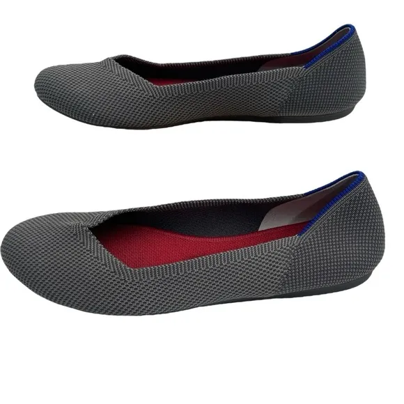 Rothy’s The Flat Rounded Toe Ballet Shoes In Pebble Grey Size  8.5