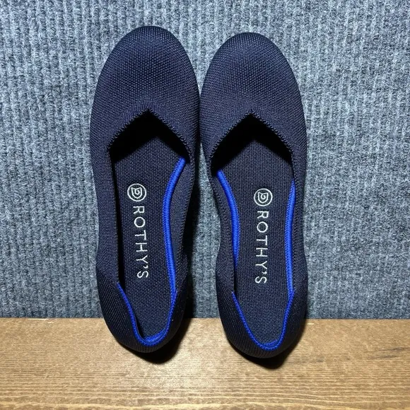Rothy's The Flat Women's Size 8 US Navy Black Round Toe Slip On Flats Shoes