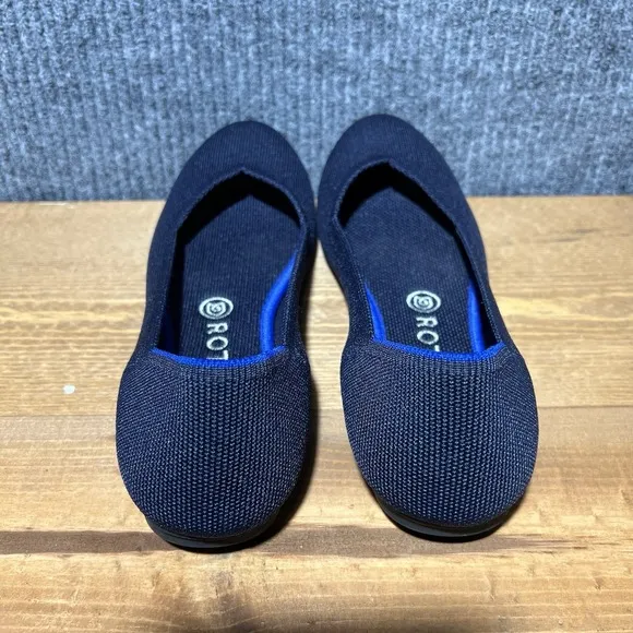 Rothy's The Flat Women's Size 8 US Navy Black Round Toe Slip On Flats Shoes