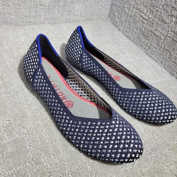 Rothys The Flat Women's Size 8.5 US Maritime Honeycomb Slip On Round Toe Shoes