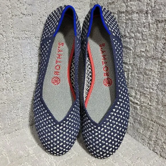 Rothys The Flat Women's Size 8.5 US Maritime Honeycomb Slip On Round Toe Shoes
