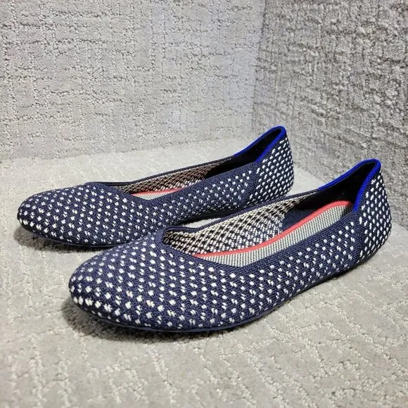 Rothys The Flat Women's Size 8.5 US Maritime Honeycomb Slip On Round Toe Shoes