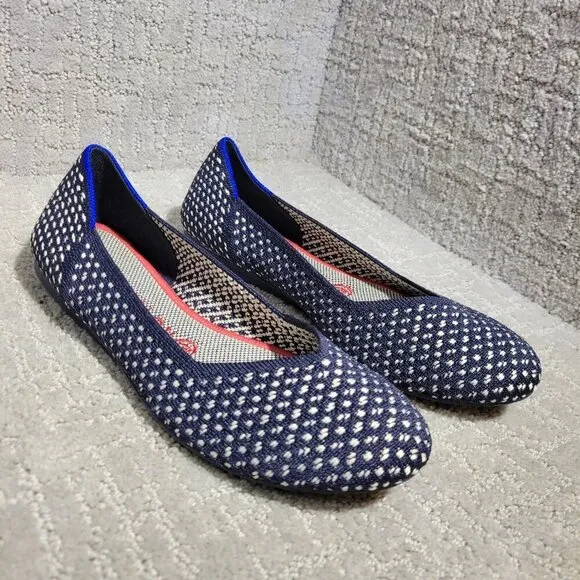 Rothys The Flat Women's Size 8.5 US Maritime Honeycomb Slip On Round Toe Shoes