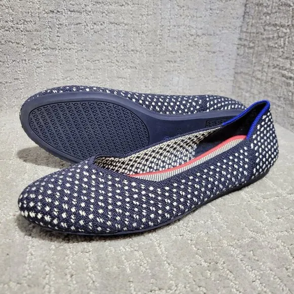 Rothys The Flat Women's Size 8.5 US Maritime Honeycomb Slip On Round Toe Shoes
