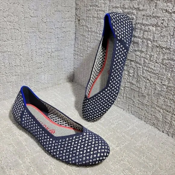 Rothys The Flat Women's Size 8.5 US Maritime Honeycomb Slip On Round Toe Shoes