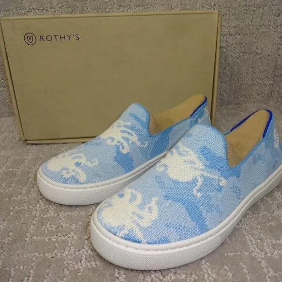 Rothy's The Kids Sneaker Blue Octopus Slip On Shoes Little Kids Size 1-2-3-13-11