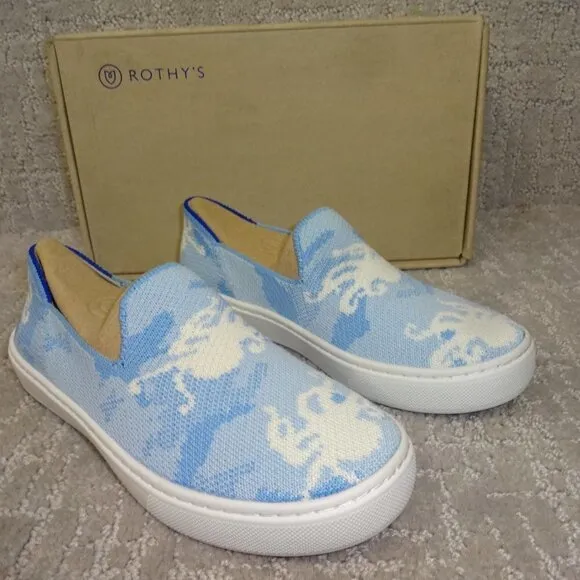 Rothy's The Kids Sneaker Blue Octopus Slip On Shoes Little Kids Size 1-2-3-13-11