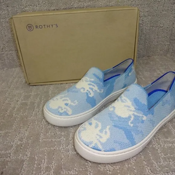 Rothy's The Kids Sneaker Blue Octopus Slip On Shoes Little Kids Size 1-2-3-13-11