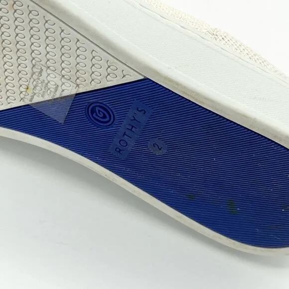 Rothy’s the kids sneakers white rainbow big girls slip on flat shoes size 2