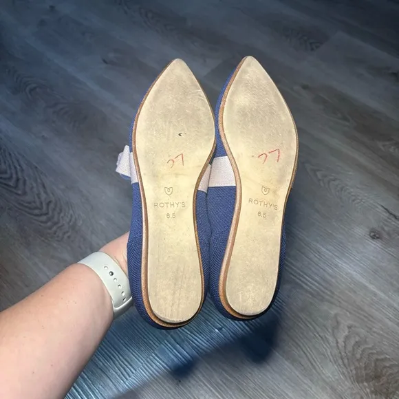 Rothy's The Mary Jane Women's Sapphire Blue Pointed Toe Bow Shoes