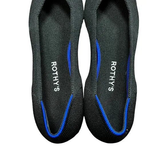 Rothy’s The Point Black Solid Flat Slip On Shoes Size 7.5